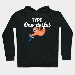 Type Onederful lazy cute sloth Type 1 Diabetes Awareness Hoodie